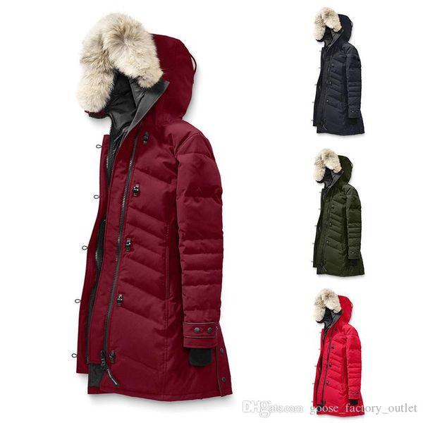 

бесплатная доставка dhl top copy канада марка женщины гусь лорет длинные parka вниз куртки зимы пальто arctic толстовка с мехом дешевые прод, Black
