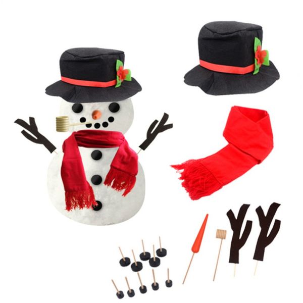 

16pcs winter party kids toys diy snowman making decorating dressing kit christmas holiday decoration gift making snowman tools