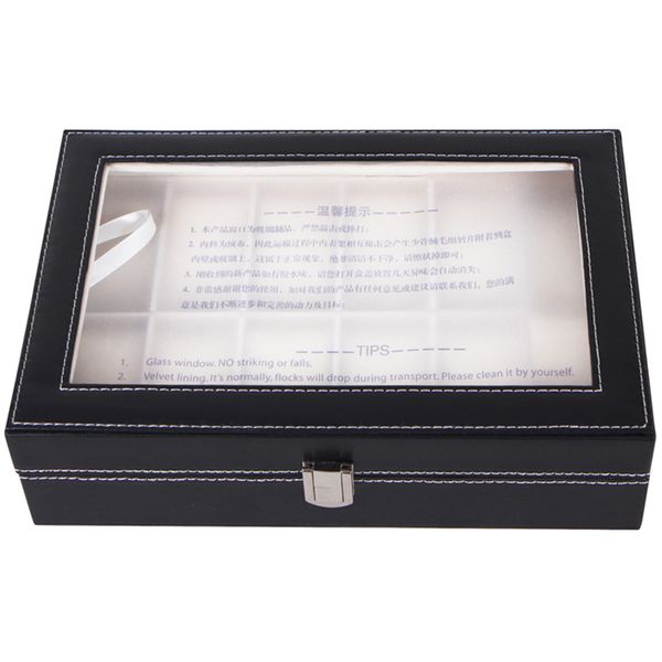 

zlimsn 12 сетка корпус часов коробка luxus watchbox черная кожа наручные часы case box ювелирные изделия коробки для хранения держатель caix, Black;blue