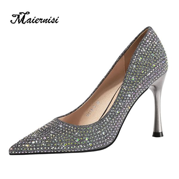 

maiernisi single shoes korean fashion pointed high heels nightclub women's shoes temperament high heels, Black