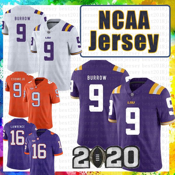 

joe burrow lsu tigers jersey clemson 16 trevor lawrence 9 travis etienne jr. ncaa american football jerseys julio jones tom brady, Black