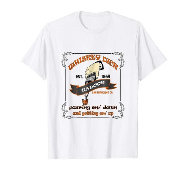 

mens whiskey dick saloon t-shirt men summer t-shirt, White;black
