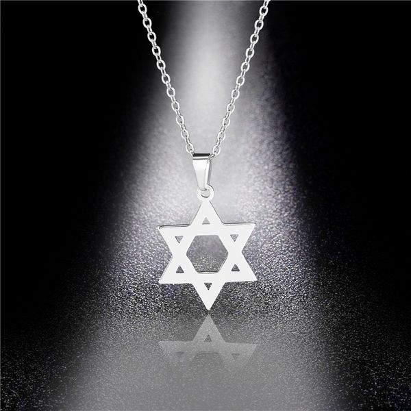 

geometric hexagonal star necklace female male cartoon mysterious symbol hexagram pendant personalized choker necklaces jewelry, Silver