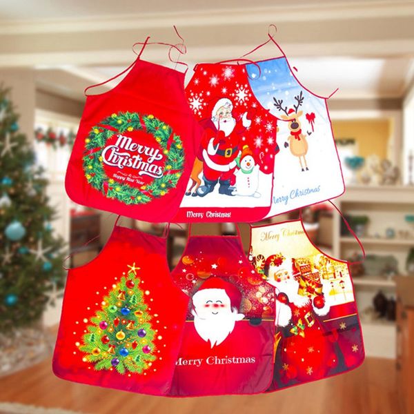 

apron christmas tree deer snowman printing ornaments brief fabric christmas apron big pocket kitchen baking restaurant bib