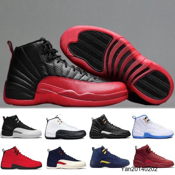

12 basketball shoes men women 12s white gym red wolf grey flu game black nylon bordeaux sports winterized j12 seankers