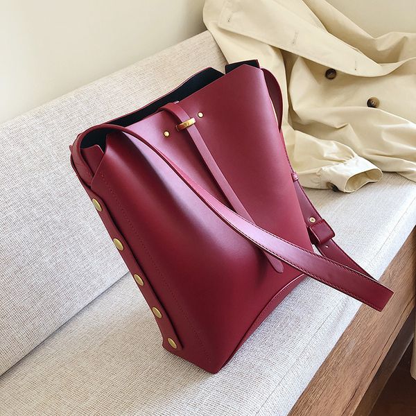 

2019 woman tote bag fashion big cabacity bucket bag casual vintage pu leather female shoulder crossbody bags