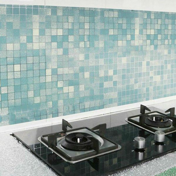 

45x100cm self adhesive waterproof removable lattice oil-proof wall sticker kitchen decals diy wallpaper home decor dropshipping