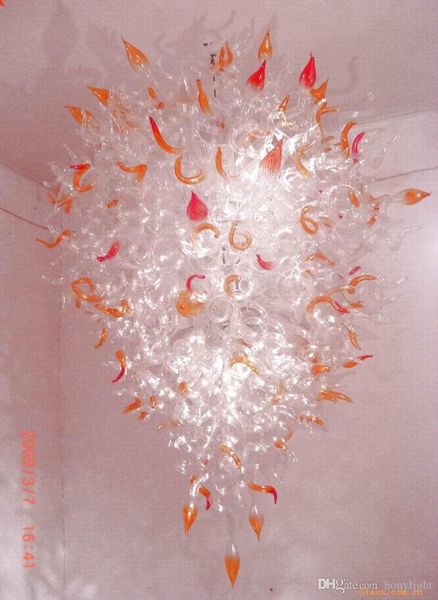 

large art decorative chandelier special design style orange red clear color hand blown glass home l chandelier lighting