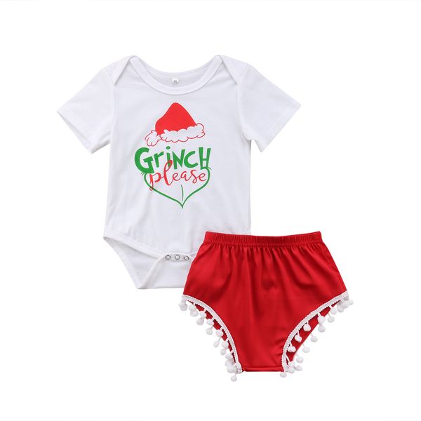 

New 2Pcs Newborn Toddler Infant Baby Girl Short Sleeve Romper Tops+Shorts Pants Christmas Outfits Clothes Set