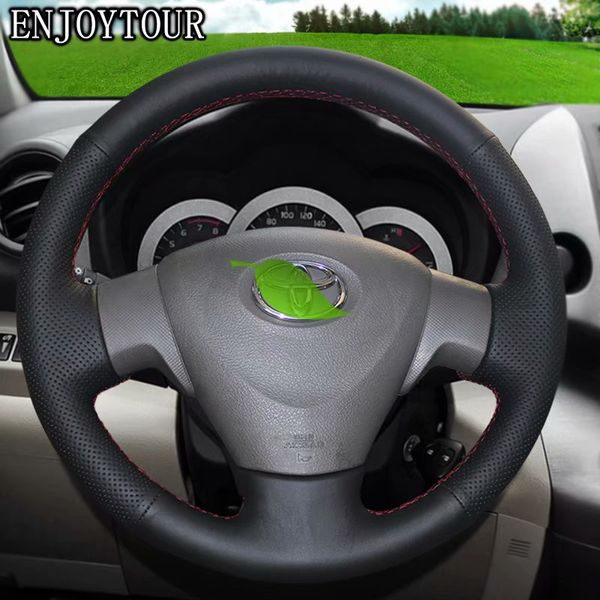 Leather Non Slip Hand Sewing Car Steering Wheel Cover 38cm 15in For Toyota Corolla Axio Altis 2007 2008 2009 2010 2011 2012 Vinyl Steering Wheel Cover