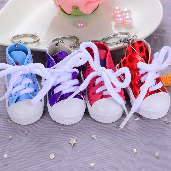 

2019 sequin shoes keychain i love you mini canvas shoe key chain valentine's day keychains ornament doll key ring pendant for bags deco