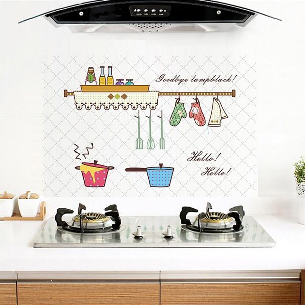 

pvc oil proof kitchen tiles sticker cartoon cooking tools wall decor stickers self adhesive muursticker decoration maison w030