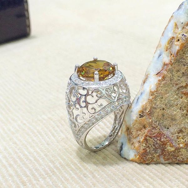 

zultanite stone special design silver ring, Golden;silver