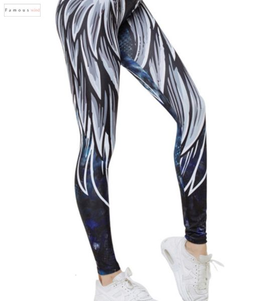 

поножи legging полиэстер женщины печати европа и соединенные штаты jegging angel wing workout push up женский, Black