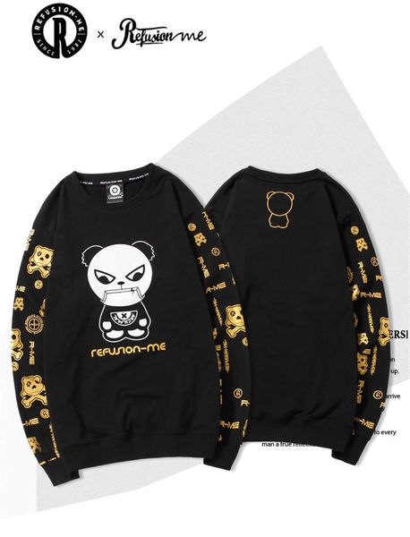 

конструктор мужские с капюшоном мужская мода повседневный свитер печатается с перемычка баттона мода panda марка пуловер с длинным рукавом м, Black