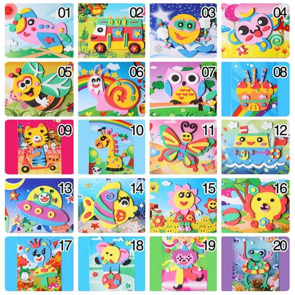 

happyxuan 20 designs 3d eva foam craft sticker diy puzzle baby montessori learning education toys for kids 3-6 years y200317