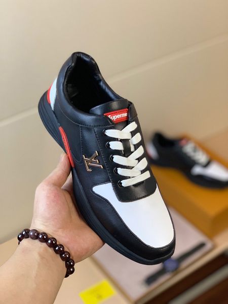 

2020 leather sneakers casual shoes running fashion leather shoes men designers shoes sports trainers, Black
