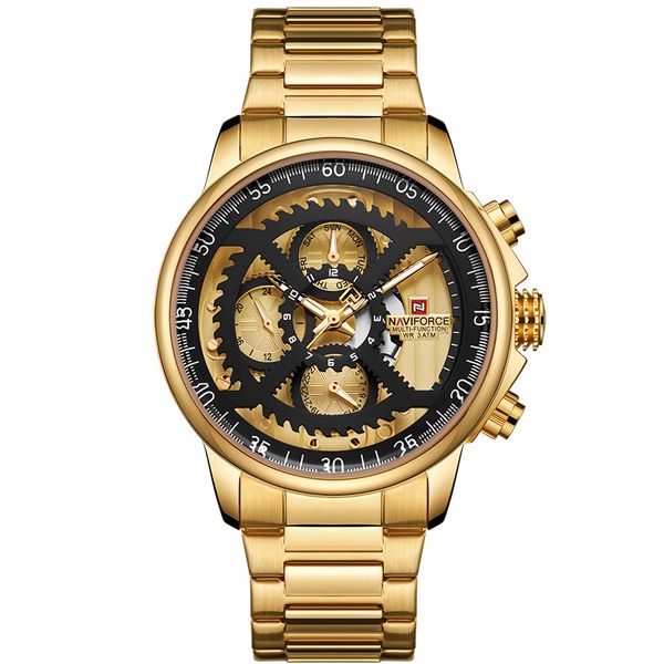 

Naviforce men fa hion port watche men gold quartz 24 hour clock luxury waterproof army military wri twatch dhl whole ale 9150