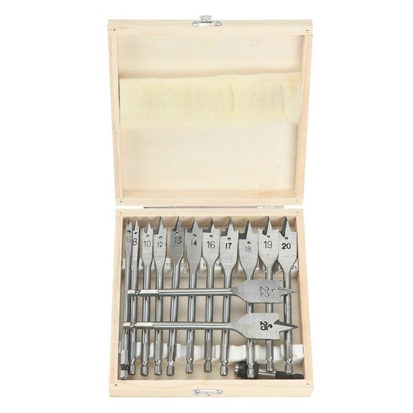 

13pcs wood drill bit set 6-25mm woodwork 150mm length spade flat hex shank