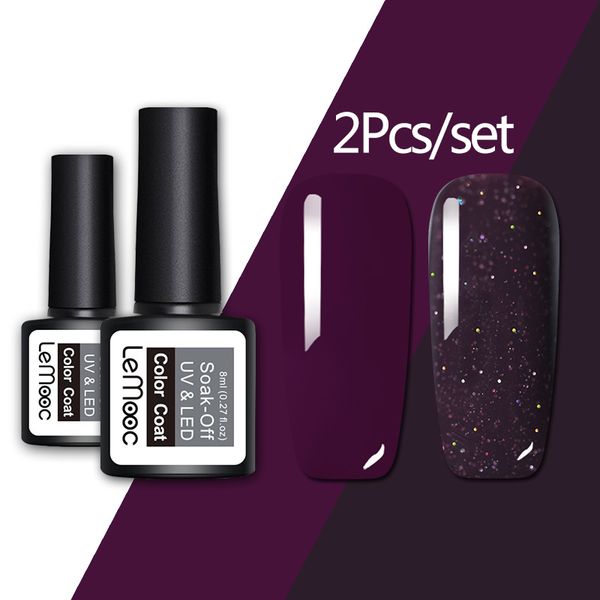 

nail gel lemooc 8ml polish set rose gold led varnish semi permanent lacquer glitter color for manicure, Red;pink