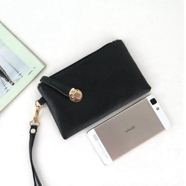 

2019 new arrival brand fashion wallet zipper black women's long design carteras purse large capacity pu leather standard wallets, Red;black