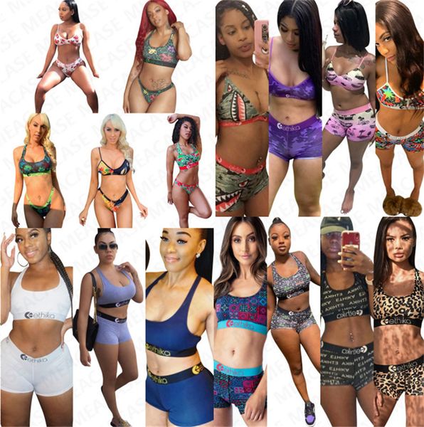 

16 color women designer swimsuit halter push up bra + shorts briefs 2 piece bikini set swimwear swimming bathing suit beachwear d7202, White