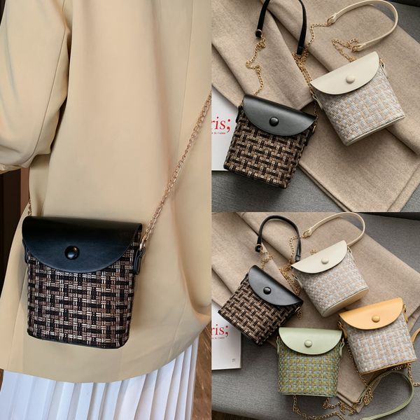 

женская сумка 2019 новая мода популярные развлечения цепи плед bucket bag pu женщин посыльный