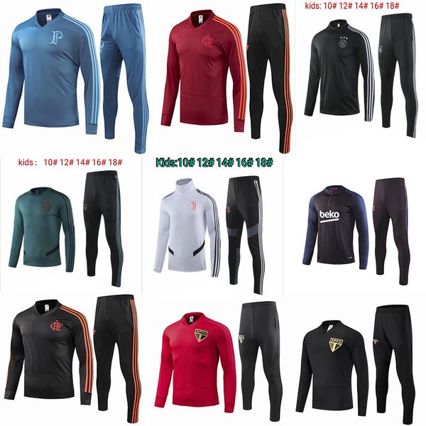 

children sport outdoors sao paulo flamenco palmera apparel ajax soccer football running wear tracksuits 2019 kids run training sets uniforms, Black;blue