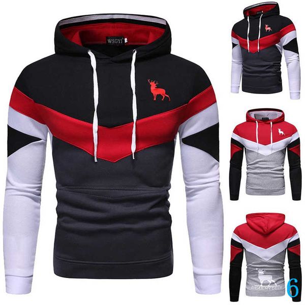 

новое прибытие мужская толстовки моды олень отпечатано с длинными рукавами свитера европейского и американского фуфайки стиль тонкий с tide, Black