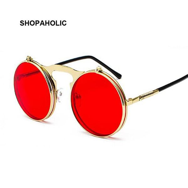 

retro red round metal steampunk sunglasses men women fashion glasses brand designer vintage sunglasses male female high quality