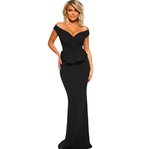 

ins european and american-style cross-border ladies prom party dress womens new deep v-neck ground midi dress sale, White;black