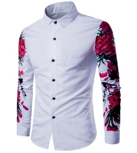 

новая модель хорошо продается в европе и сша, большой размер мужской цифровой печати сливы рубашки с длинным рукавом производитель прямых пр, White;black