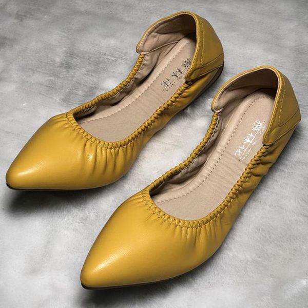 

women moccasins pointed toe ballet flats soft leather shoe slip on loafers lady breathable comfortable flat ballerina boat shoes, Black