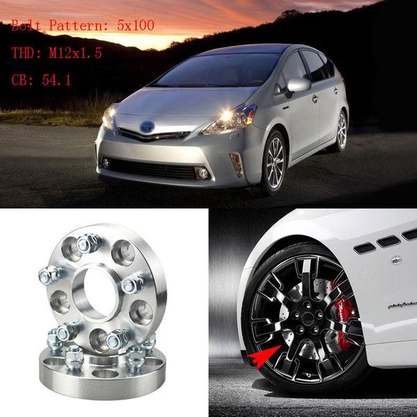 

4pcs 1" wheel spacers adapters 5 lug 5x3.9"/5x100-12x1.5 studs for toyota prius