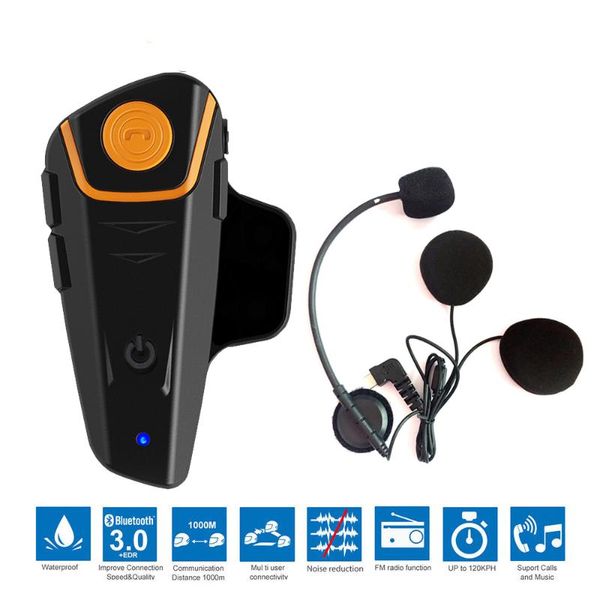 

motorcycle intercom bt-s2 bluetooth headset 1000m waterproof helmet motorbike wireless bt interphone with fm