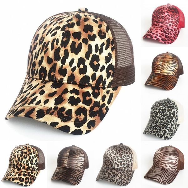 

Leopard print ponytail ba eball cap 9 color me h hat women me y bun ca ual hip hop napback, Black;white