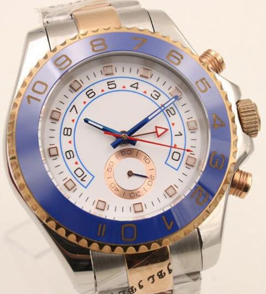 

sale quality watch for men rotating blue ceramic bezel sapphire glass yacht two tone 44mm automatic movement mens watch, Slivery;brown