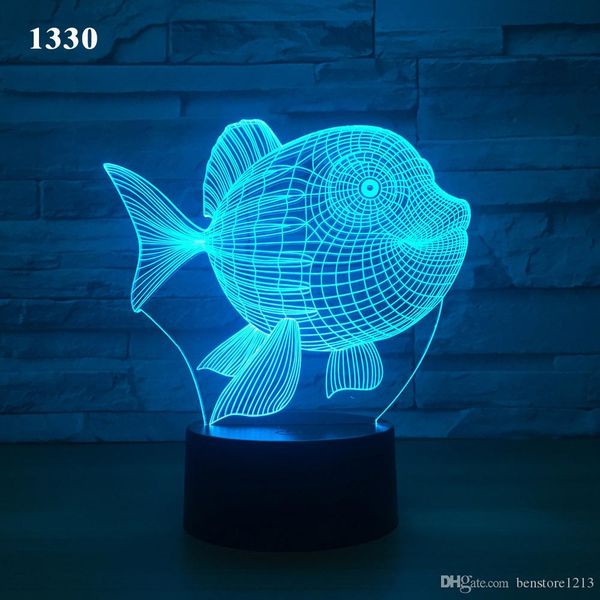 

fish 3d led night light 7 color touch switch led lights plastic lampshape 3d usb powered night light atmosphere novelty lighting