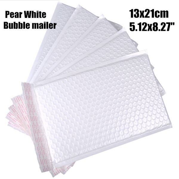 

13 * 21см (5,12 * 8,27 «») 20шт / серия полезного жемчужного белого poly пузырь mailer водонепроницаемого конверт проложенные почтовый мешок