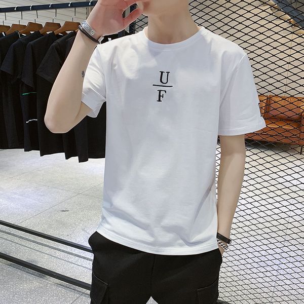 

мужская дизайнерская футболка с коротким рукавом с коротким рукавом круглый вырез тонкий простой молодежный студенческий базовый рубашка, White;black