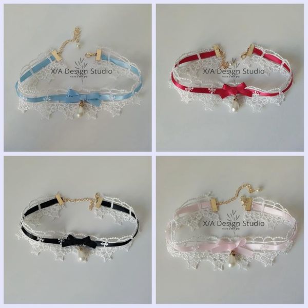 

lolita lolita alice daily life versatile neck cute girl's necklace lace bow necklace small things, Silver