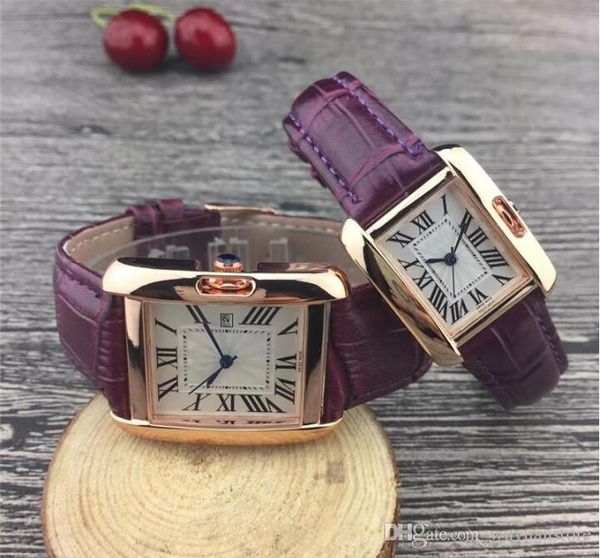 

leather rectangle fashion mens womens casual luxury watch quartz white lovers silver dial female designer couples watches clean ship, Slivery;brown