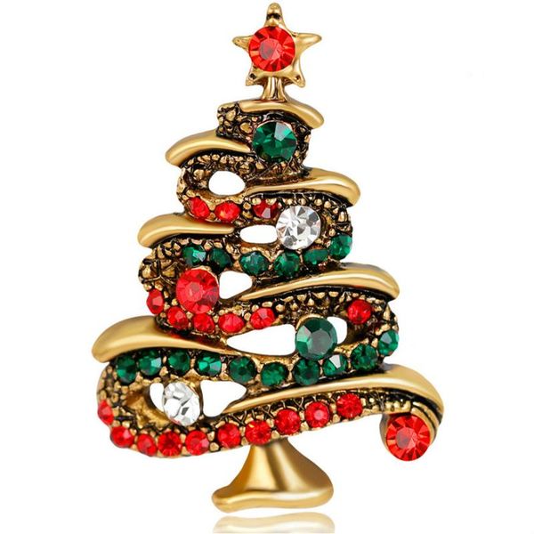 

fashion rhinestone christmas tree brooch for woman man party casual, Gray