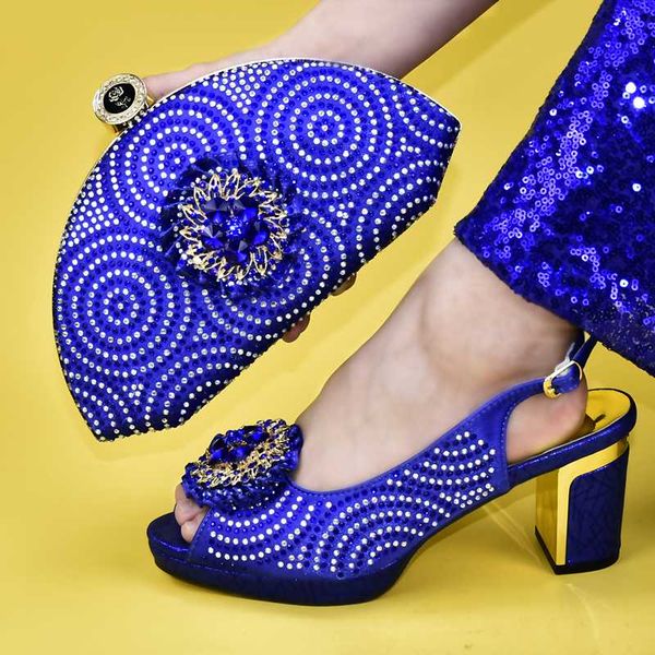 

royal blue promotional shoes and bag matching set african aso ebi wedding party shoes matching bag set new 2020 sb8464-3, Black