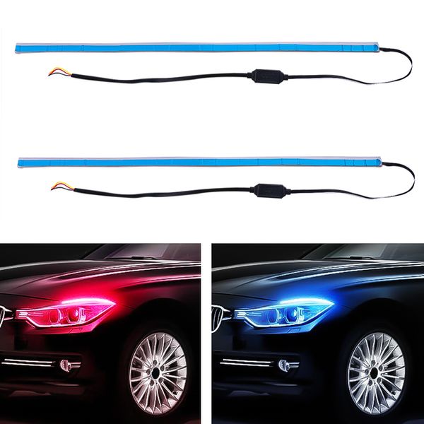 

silicon 2 waterproof bright car day light drl led daytime running lights turn signal guide strip lamp for headlight assembly