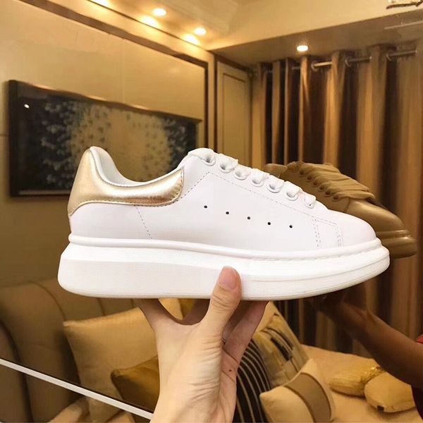 

23color new 2019 white gold leather men women casual shoe platform low sneakers designers shoes dress flat run away shoes sports, Black