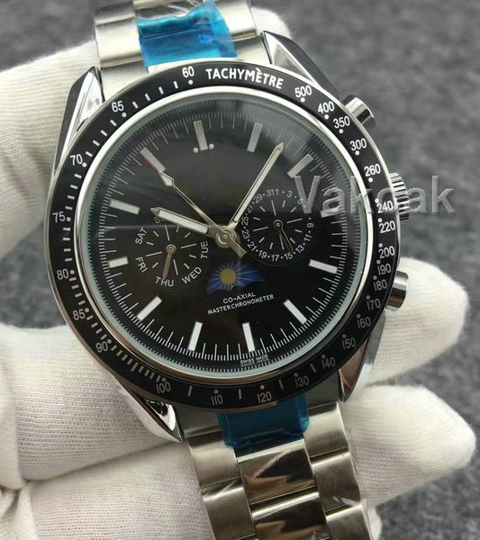 

2019 bracelet luxury speed moon mechanical mens designer stainless steel automatic movement watch sports watches self-wind wristwatches, Slivery;brown