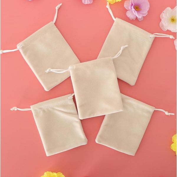 

5шт бежевый шнурок подарочные сумки свадьба ремесло проект безделушки хранения