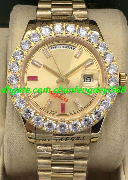 

luxury watch 3 style mens ii 18k gold 41mm diamond ruby watch bigger diamond bezel 218235 automatic fashion date men's watches wristwat, Slivery;brown