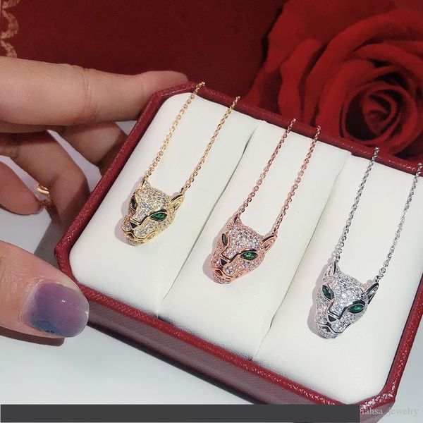 

s925 silver leopard print necklace quality popular high fashion party jewelry for women luxurious panther wedding jewelry leopard necklace